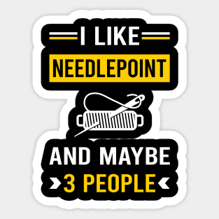 3 People Needlepoint Canvas Work Sticker